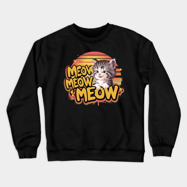 Meow Cat Crewneck Sweatshirt by ZaxiDesign